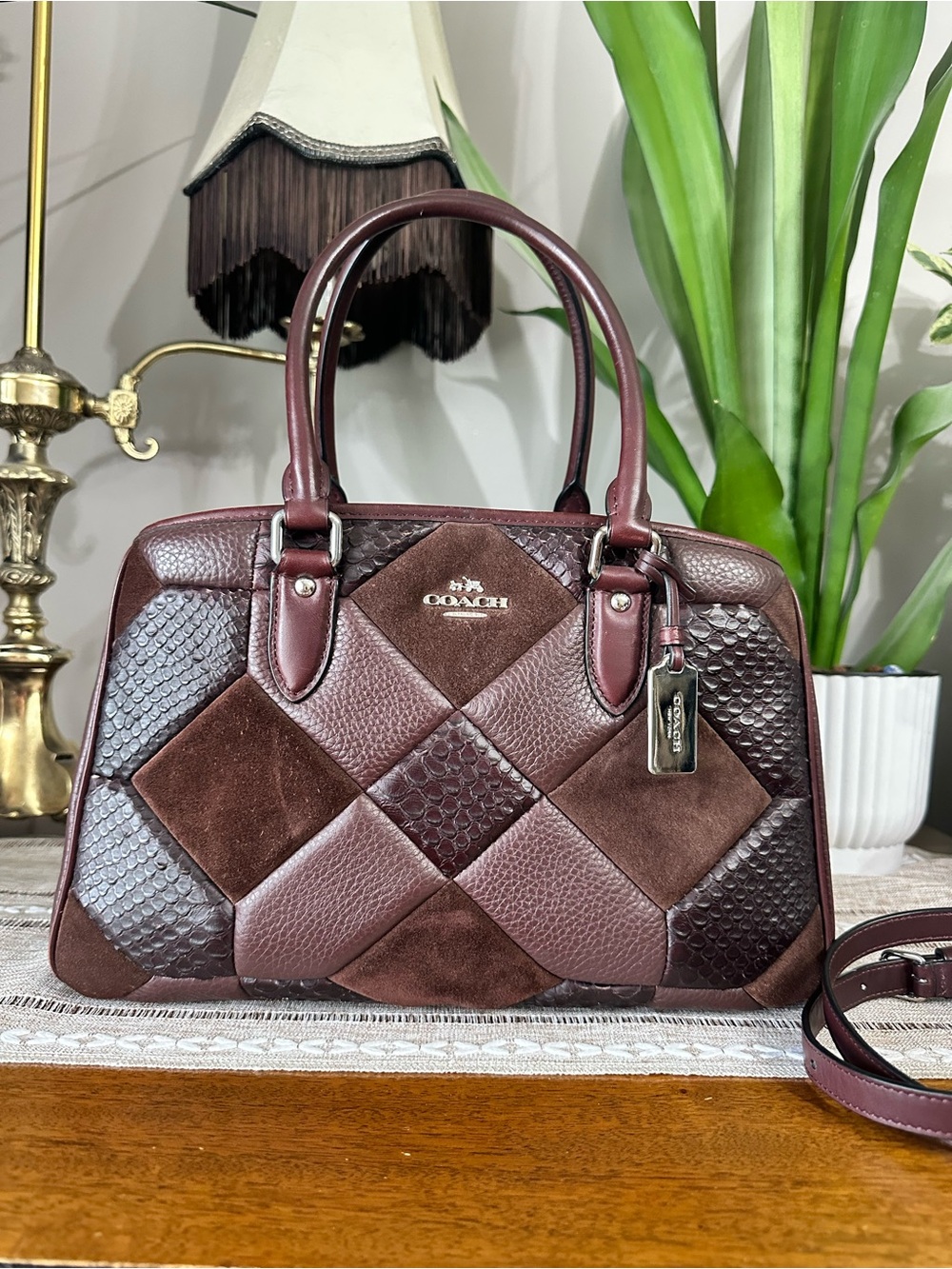 Vintage Coach Patchwork Empire - Burgundy